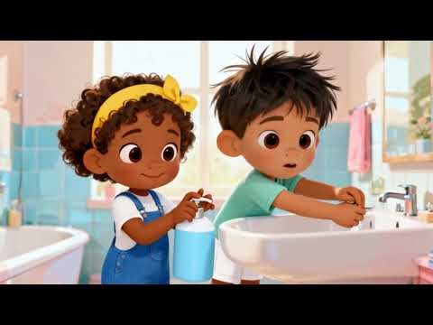 TEACHING KIDS TO WASH THEIR HANDS CARTOON