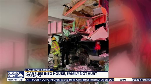 Watch: Car flies into house, family not hurt in Tigard, OR