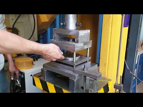 Power Press, Mechanical Press, C-Frame Mechanical Press with Punching Dies in Operation.