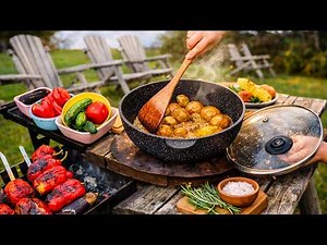 Cozy Village Picnic | Real Garden Cooking Sounds | Nature ASMR