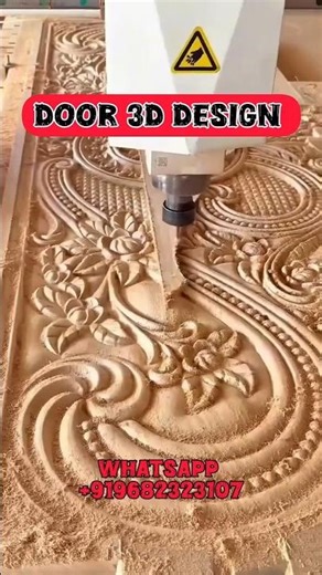 3D Wooden Door Carving on CNC Machine | Amazing Wood Design Process 🔥#woodendoordesign #3dwooddesign