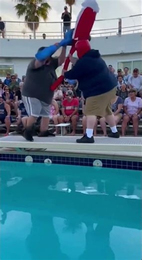 Pillow fight gone wrong! Both fall into the pool 😂💦 #shorts