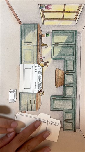 Satisfying Drawing HIGHLIGHTS! ✨ Kitchen Perspective Clips