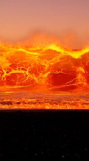 "Fire vs Water" | Giant Lava Wave Hits the Shore 🌋🔥