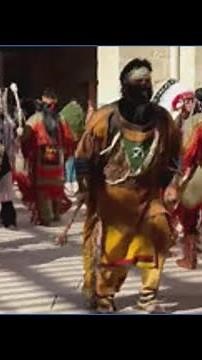 Danza Indios Guadalupanos perform outside San Fernando Cathedral