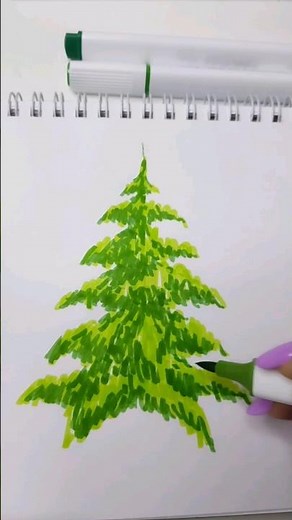 Как легко нарисовать ёлку маркерами #маркеры #рисунок #какрисовать #елка #новыйгод #россия #украина