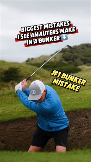 The BIGGEST Bunker Mistake Amateur Golfers Make (And How To Fix It Fast!) 😳🏖️ If you struggle to get out of greenside bunkers, this might be exactly why. One of the biggest mistakes I see amateurs make in bunkers is decelerating into the golf ball. It’s one of the hardest habits to break — because swinging harder around the green can feel scary. But here’s the truth 👇 If your club enters the sand before the ball and your club face is slightly open, you’re free to accelerate through impact. Wh