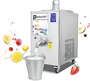 Kolice Commercial Automatic Pasteurizer with Refrigeration Function, Blending Mixing Function, Automatic Refrigerated Pasteurization Machine for Milk, Juice, Beer, Ice Cream Mix-36L BIG cylinder