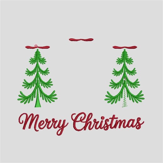 Merry Christmas Tree Embroidery Design - Etsy