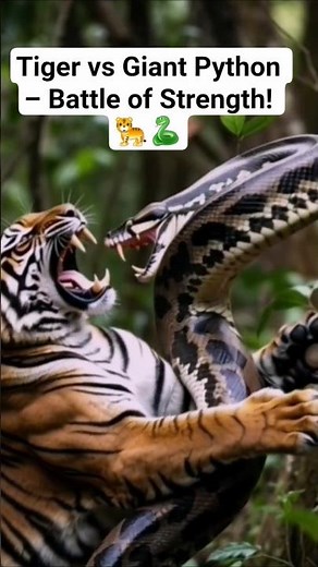 Tiger vs Giant Python – Battle of Strength! 🐅🐍#animals #wildlife #tiger #python #ai #youtubeshorts