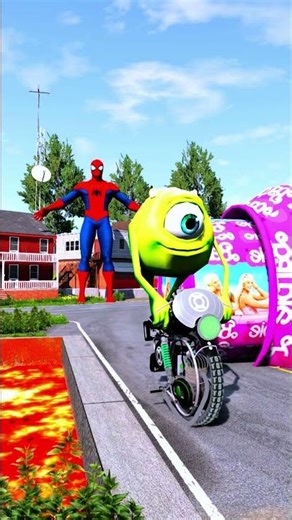 Funny Cars Crossing VS Bollard Barbie & LAVA in BeamNG.drive #funny #crash #automobil #crashtest