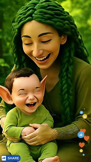 Mother and Child Sharing a Playful Moment in the Autumn Forest