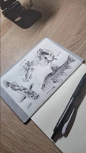 A one-shot drawing of a Japanese freshwater fish with a ballpoint pen #illustration #art