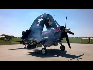 F4U-4 Corsair engine startup @ LHUD 2016