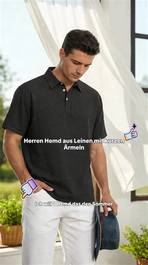 Herren Hemd aus Leinen mit kurzen Ärmeln, lässiges Sommeroberteil mit lockerem Schnitt, atmungsaktiver, leichter Stoff – perfekt für den täglichen Gebrauch und Outdoor-Aktivitäten #outfitideasforwomen🆕✌️💗 #loungewear #herrentanktop #sporttop #fashioninspoformen #damenshirt #trousersoutfit #mensoutfitset #herrentshirts #womensummerfashion