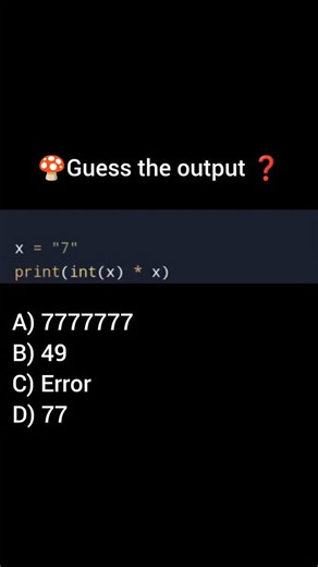 Daily python tips on Instagram: "Comment your answer  ♥️Like Save ⏩Share it with your friends  Follow @pythoneducator #python #pythondaily #pythonforbegginers #pythontips #pythoncode #pythonprogramm #pythonsnippet #viral #viralreels #instagrowth #instaalgorithm #explorepage #explorereel"