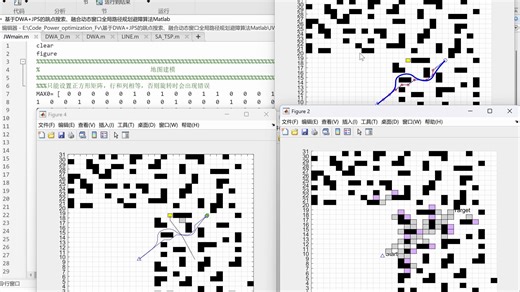 基于DWA+JPS的跳点搜索、融合动态窗口全局路径规划避障算法Matlab
