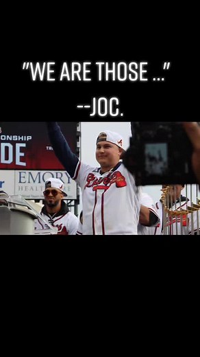 Joc Pederson lets the crowd know the #Braves really are those .........#WorldSeries #parade