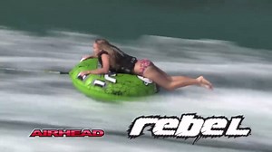 Airhead Rebel Towable Kit 1 Rider Tube with Rope and Pump, Kwik-Connect Tow, Double-Stitched Full Nylon Cover & Speed Safety Valve for Easy Inflating & Deflating