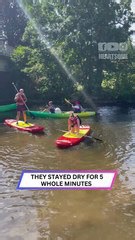 First Time Paddle boarding Ends in a Double Splash!