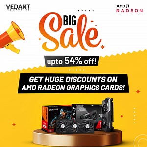 AMD Radeon Big Sale!🔥 Get up to 54% off AMD Radeon Graphics Cards! Buy Now: [bit.ly/AMDRadeon-GPU](https://www.facebook.com/groups/bit.ly/AMDRadeon-GPU) Also, get #FreeShipping on all orders #AllOverIndia.🤩 Check out for more offers, visit: [bit.ly/VedantDealAndOffers](https://www.facebook.com/groups/bit.ly/VedantDealAndOffers) #VedantComputers #GPU #AMD #Radeon #BigSale #HugeDiscount #MSI #Gigabyte #Asrock #Asus #Sapphire | Vedant Computers