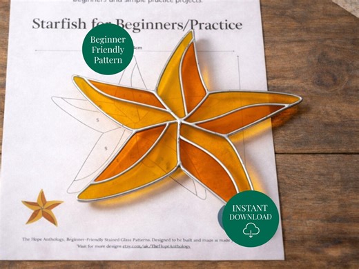 Starfish Stained Glass Pattern | Beginner Glass Design | Printable Template