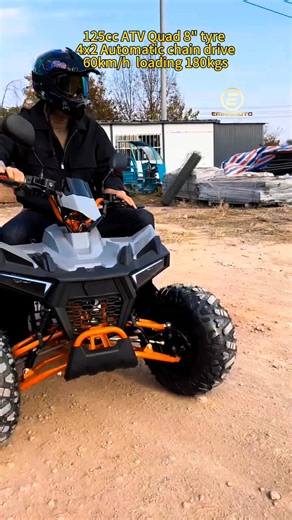 China factory sell 125cc ATV Quad 8" tyre 4x2 70km/h loading 180kgs WhatsApp 8618565119998 emaxbike2016@gmail.com Engine: 4 stroke, air cooled Ignition: CDI Start Way: Electric Start-up Max. Speed: 60km/h Tank Capacity: 3.5L Range: 150km/ full tank gas filled Drive: Chain drive Climbing: 30° Shock Absorption: Front and rear spring shock absorber Brake: Front disc brake and rear disc brake Max load: 180kgs Front/Rear tire: 19*8-8/18*9.50-8 Produce Size: 1400x850x800mm Carton Size: 1320X820X720mm 