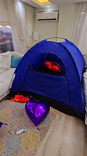 Who set up the blue tent in the hall? Which one of you is inside? #shorts