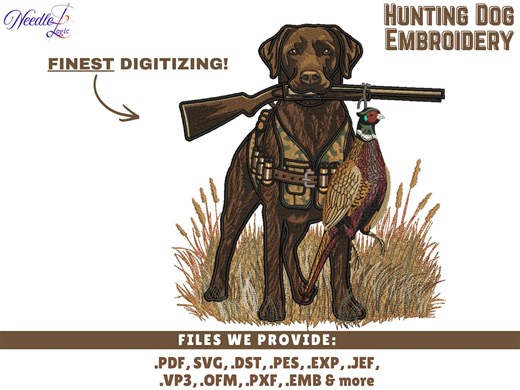Hunting Dog Embroidery Design - Labrador Retriever With Pheasant | Digital Download - Etsy Australia