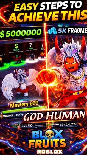 Unlocking GODHUMAN in Blox Fruits! ⚡👊 #bloxfruits