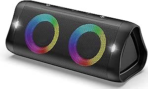 DONOW Portable Bluetooth Speaker with Lights, 30W Stereo Sound, Bass Boost, IPX5 Waterproof, 20H Playtime, Built-in Mic, Speakers Bluetooth Wireless for Home, Party, Outdoor, Travel(Black)