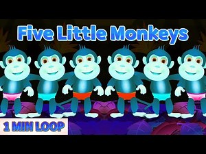 [1 MINUTE LOOP] 5 Little Monkeys Sound Variations Remix 🎶 | Fun Music Versions for Kids & Toddlers 🐒