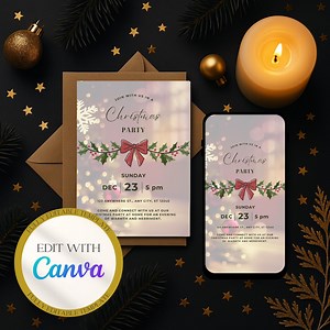 Editable Christmas Party Invitation | Animated Canva Template (digital Download) - Etsy