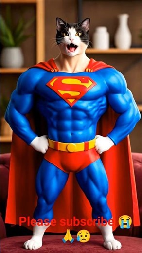 a cute 🥰 cat 🐈 is a super man 🧑‍🚒#cat #viral #shortsfeed