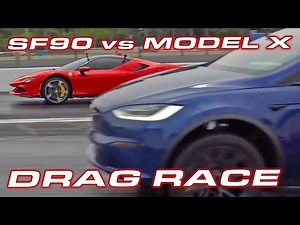 1,000 HP BATTLE * SF90 vs MODEL X * World's Quickest Ferrari races the Tesla Model X Plaid