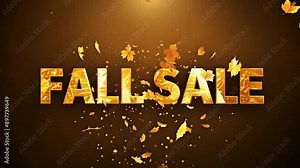 Golden fall sale text animation with floating autumn leaves. Perfect for boosting sales, marketing campaigns, and seasonal promotions