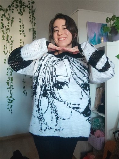 I finished the Nana sweater this year after a full 12 months but I procrastinated blocking it for so long until I realized I wasn't using it as much as I could have because the fit wasn't great (too stiff and sleeves too short) sooo time to block it (steam block it for the first time)! pattern by @MahalMadeCo #crochet #crochettiktok #crochetsweater #nana #nanaanime