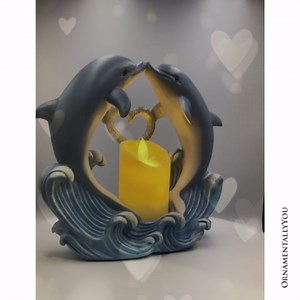 Love & Romance Candle – Valentine's Day Gift, Soy Wax, Aromatherapy, Cozy & Decorative (Tides of Affection Dolphin Figurine and Tealight Candle)