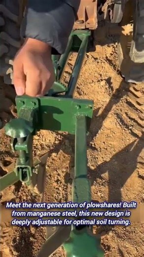 Manganese Steel Plowshare Flips Soil and Adjusts Deeply.