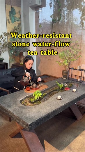 A flowing stone table for outdoors & fish.Nature and design in one.#stonetable #fish #table #desk #desk