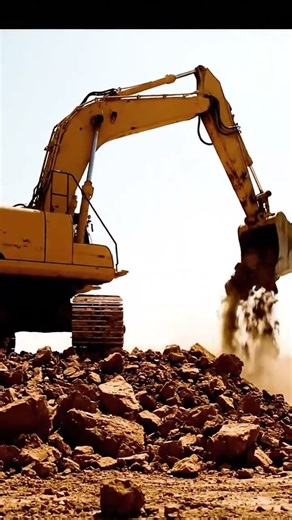 Massive Excavator in Action: Digging Through Dry Earth! 🏗️