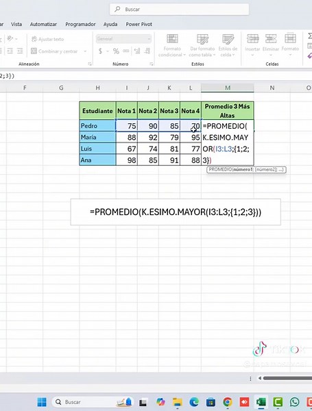 Cómo Calcular el Promedio de las 3 Mejores Notas en Excel