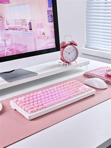 YUNZII Jelly OEM Profile Keycap Set 🫧✨ Add the sweetest touch to your keyboard with translucent crystal-like keycaps that let your RGB glow shine through beautifully 🩷 Made with ABS & PC and crafted in double-shot process — comfy OEM profile with a dreamy jelly look, simply adorable 🌸 #yunzii #yunziikeyboard #keycap #cutecore #setup #cozysetup #pink #desktour #keebtok #pinksetups #asmr #girlysetup