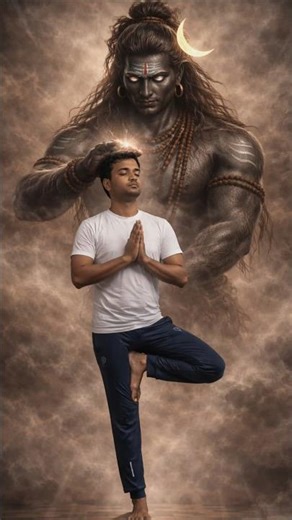 Mahadev Blessing Yoga 🕉️ Tree Pose Power I Spiritual Yoga Shorts #yoga #mahadev #shorts #shiva