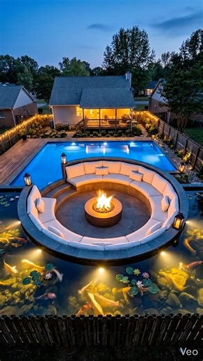 I built a FIRE PIT inside a POOL! 🔥💧 #transformation