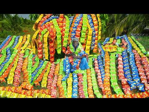 1000 PACKET LAYS | Indian Street Food | Amazing New Recipe | Village Grandpa Making Lays Chips With