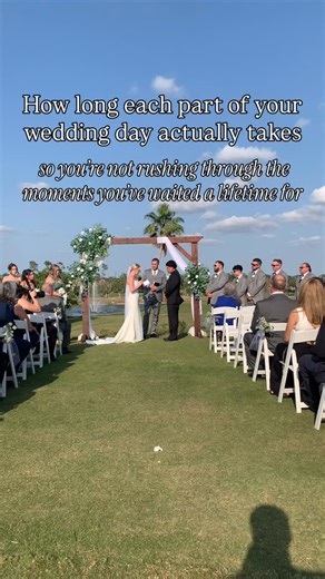 Fort Myers FL Wedding Photographer on Instagram: "One of the biggest timeline mistakes couples make is underestimating how long things actually take. Here’s a simple breakdown to help you plan a wedding day that feels calm, not chaotic. Getting Ready — 2 to 3 hours 📸 Why it matters: This is when the story begins — your details, laughter, and anticipation. ✅ Tip: Have hair and makeup finished at least an hour before you get dressed for buffer time. First Look — 20 to 30 minutes 📸 Why it matters