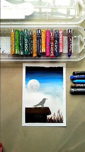 Oil Pastels scenery drawing easy | Birds on Table #drawing #oilpastel