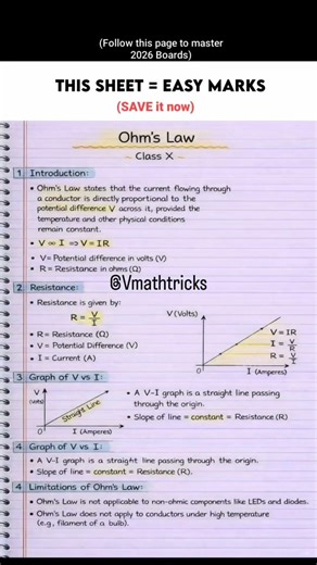 OHM'S LAW 👀📝📚 every student should know this 📝#laws #physics #physicnotes #studynotes #students