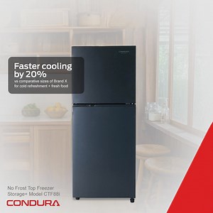 Stress less with the Condura No Frost Top Freezer Storage ! Get 20% faster cooling, up to 20kg freezer capacity, and to top it all off – energy efficiency that puts consumption at rates as low as P9.40/day! ASC Ref. No. C0133N012725C | Condura